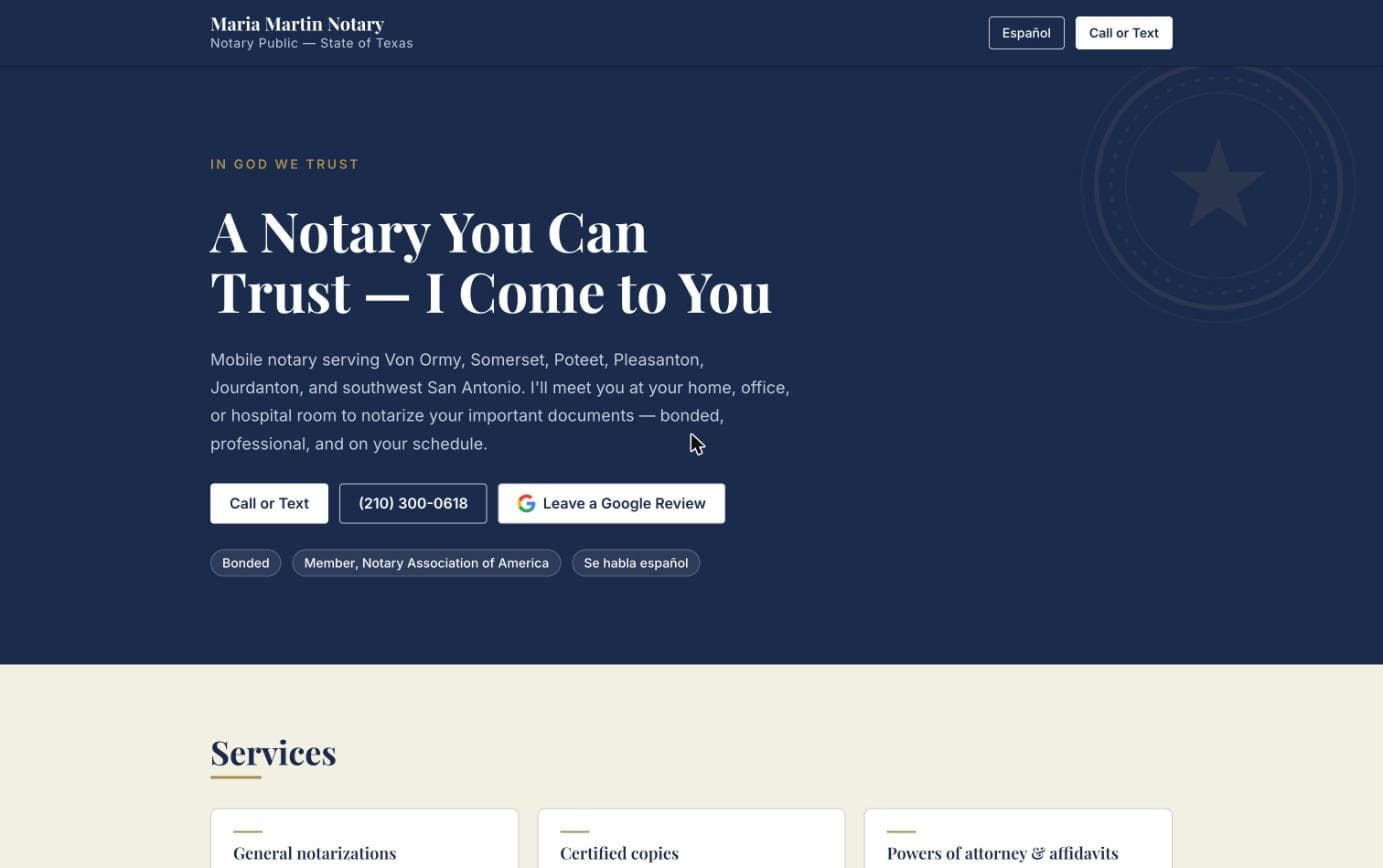 Maria Martin Notary website