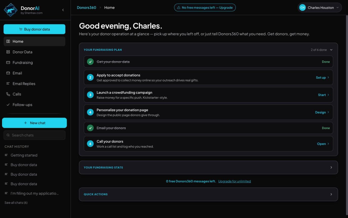Donors360 website